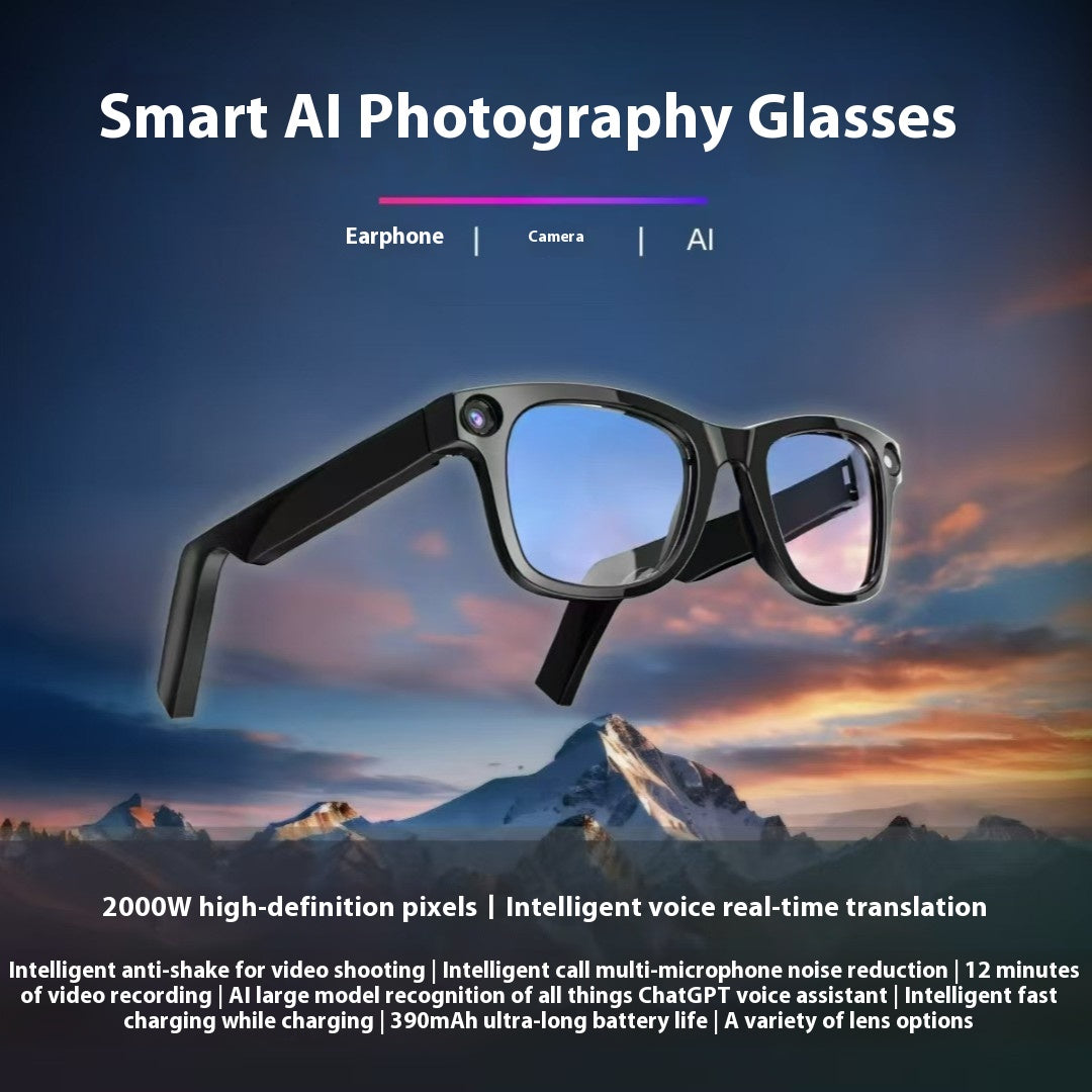 AI Camera Smart Glasses with HD Recording & Voice Translation